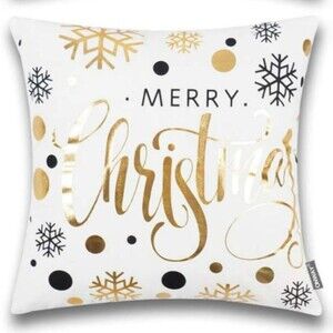Contemporary Christmas Pillow Cover Snowflake Polkadots Black Silver Gold